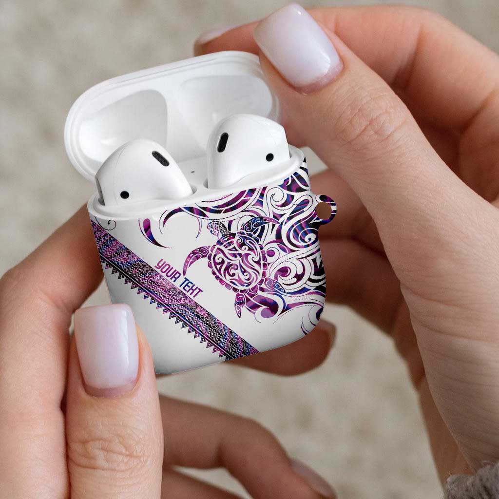 Mawhero Paua shell Kowhaiwhai Taniko Personalised AirPods Case Turtle Tattoo Maori Tribal Style