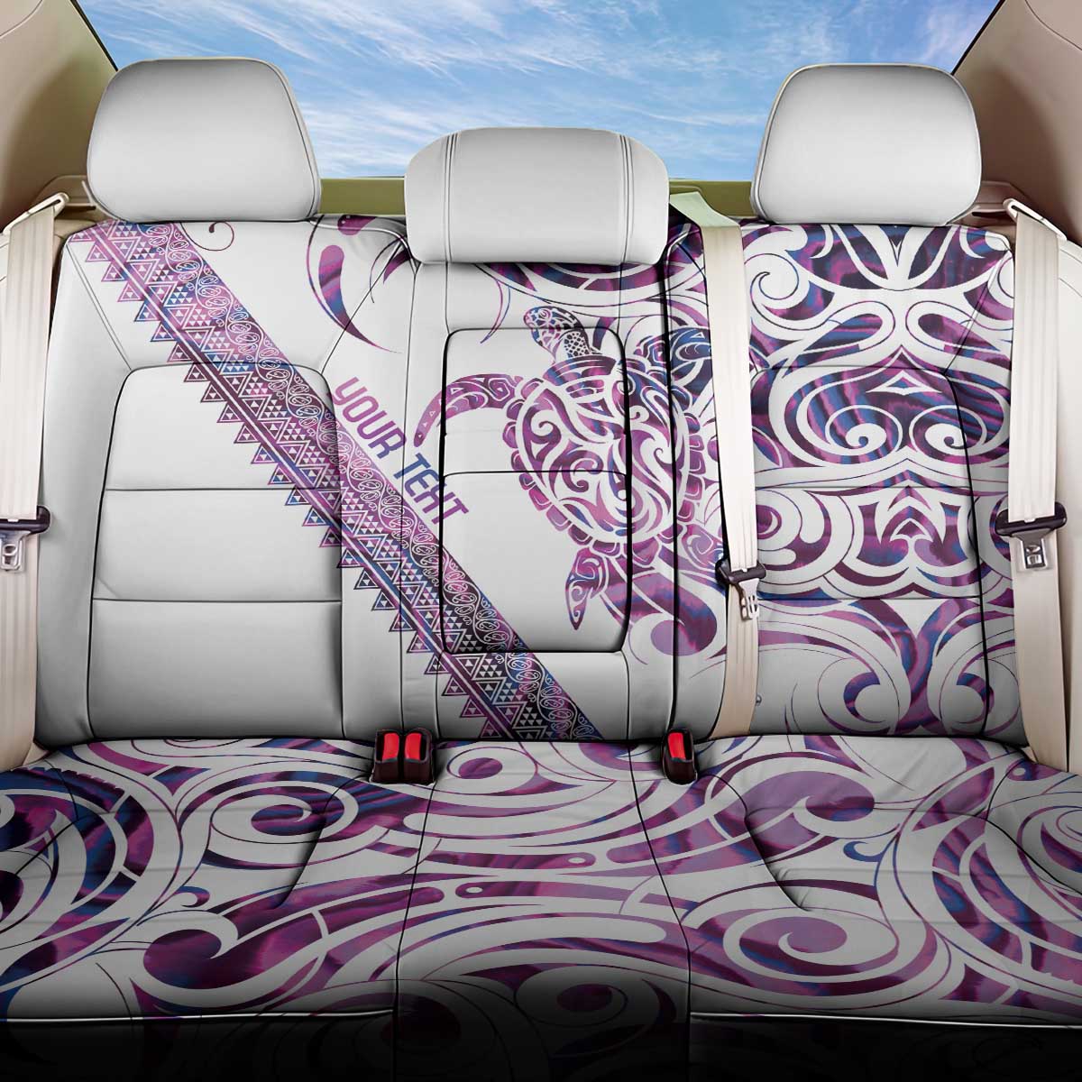 Mawhero Paua shell Kowhaiwhai Taniko Personalised Back Car Seat Cover Turtle Tattoo Maori Tribal Style