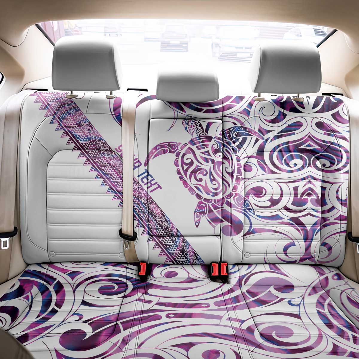Mawhero Paua shell Kowhaiwhai Taniko Personalised Back Car Seat Cover Turtle Tattoo Maori Tribal Style