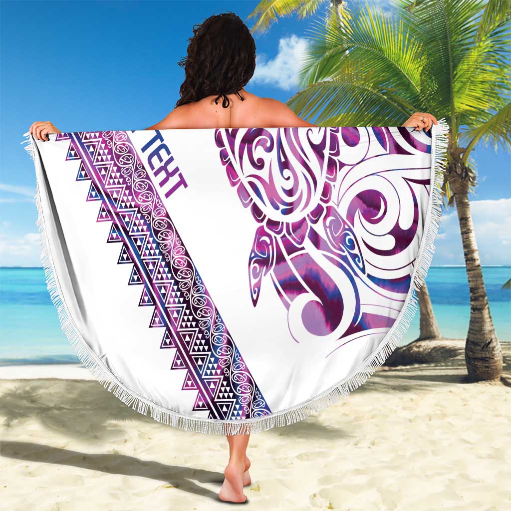 Mawhero Paua shell Kowhaiwhai Taniko Personalised Beach Blanket Turtle Tattoo Maori Tribal Style LT9 - Polynesian Pride