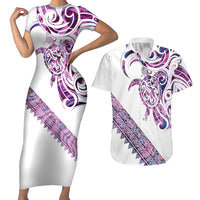Mawhero Paua shell Kowhaiwhai Taniko Personalised Couples Matching Short Sleeve Bodycon Dress and Hawaiian Shirt Turtle Tattoo Maori Tribal Style