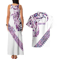 Mawhero Paua shell Kowhaiwhai Taniko Personalised Couples Matching Tank Maxi Dress and Hawaiian Shirt Turtle Tattoo Maori Tribal Style