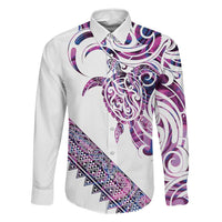 Mawhero Paua shell Kowhaiwhai Taniko Personalised Family Matching Long Sleeve Bodycon Dress and Hawaiian Shirt Turtle Tattoo Maori Tribal Style