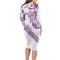 Mawhero Paua shell Kowhaiwhai Taniko Personalised Family Matching Long Sleeve Bodycon Dress and Hawaiian Shirt Turtle Tattoo Maori Tribal Style