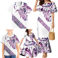 Mawhero Paua shell Kowhaiwhai Taniko Personalised Family Matching Mermaid Dress and Hawaiian Shirt Turtle Tattoo Maori Tribal Style
