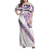 Mawhero Paua shell Kowhaiwhai Taniko Personalised Family Matching Off Shoulder Maxi Dress and Hawaiian Shirt Turtle Tattoo Maori Tribal Style