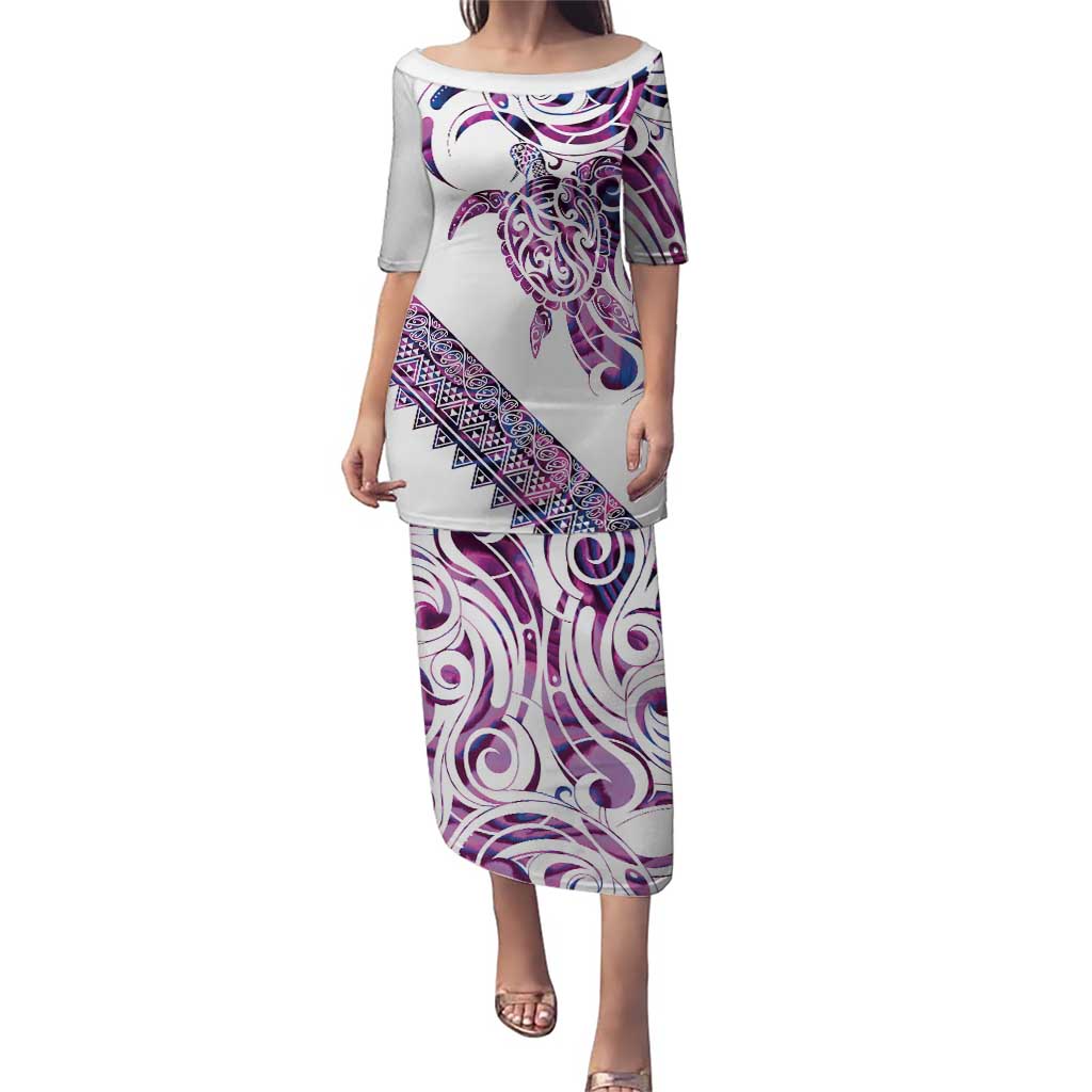 Mawhero Paua shell Kowhaiwhai Taniko Personalised Family Matching Puletasi and Hawaiian Shirt Turtle Tattoo Maori Tribal Style