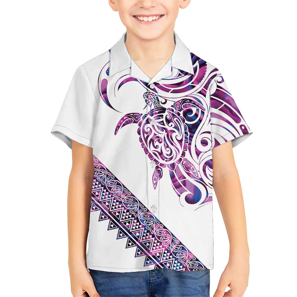 Mawhero Paua shell Kowhaiwhai Taniko Personalised Family Matching Puletasi and Hawaiian Shirt Turtle Tattoo Maori Tribal Style