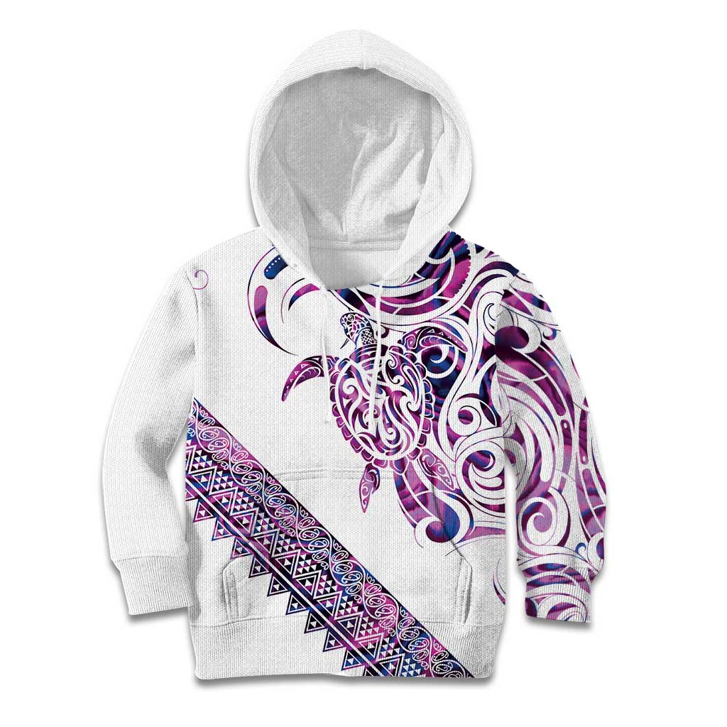 Mawhero Paua shell Kowhaiwhai Taniko Personalised Kid Hoodie Turtle Tattoo Maori Tribal Style