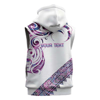 Mawhero Paua shell Kowhaiwhai Taniko Personalised Sleeveless Zip Hoodie Turtle Tattoo Maori Tribal Style