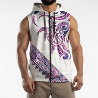 Mawhero Paua shell Kowhaiwhai Taniko Personalised Sleeveless Zip Hoodie Turtle Tattoo Maori Tribal Style