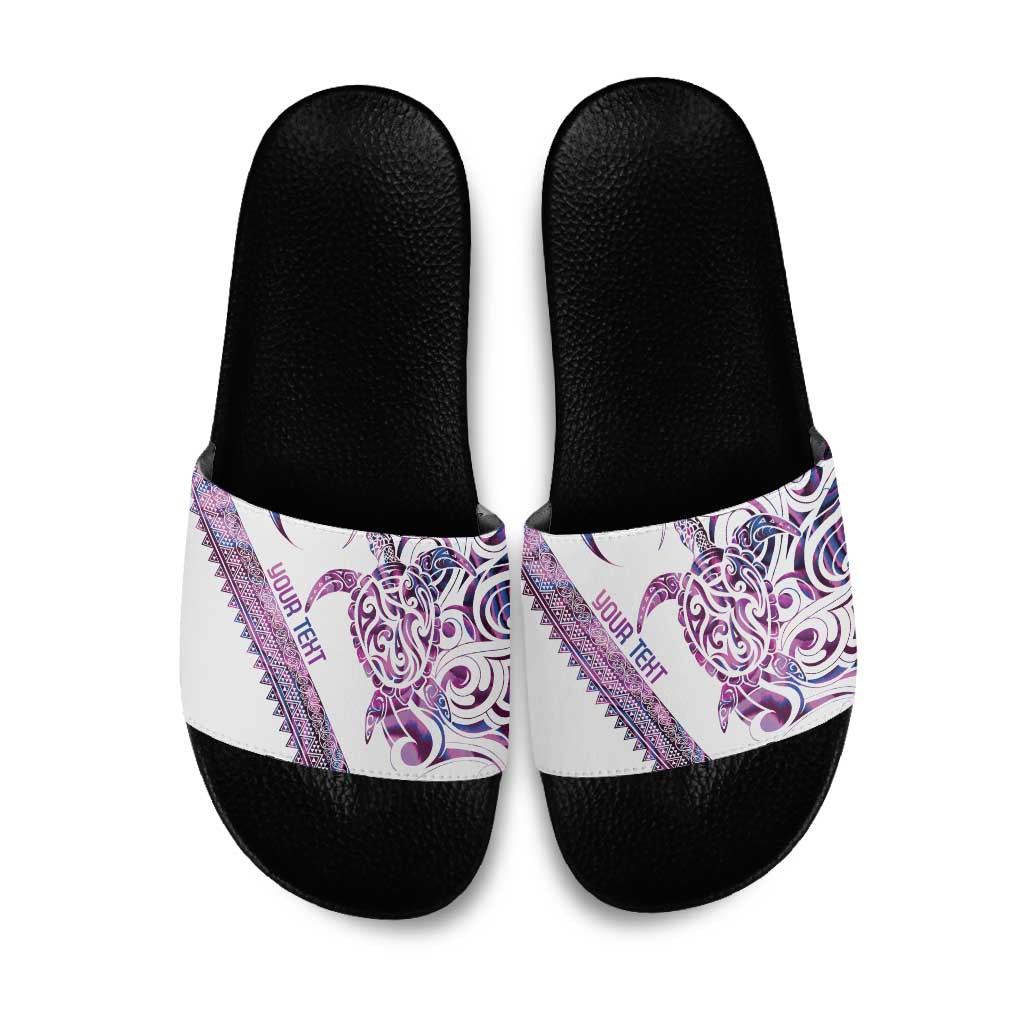 Mawhero Paua shell Kowhaiwhai Taniko Personalised Slide Sandals Turtle Tattoo Maori Tribal Style