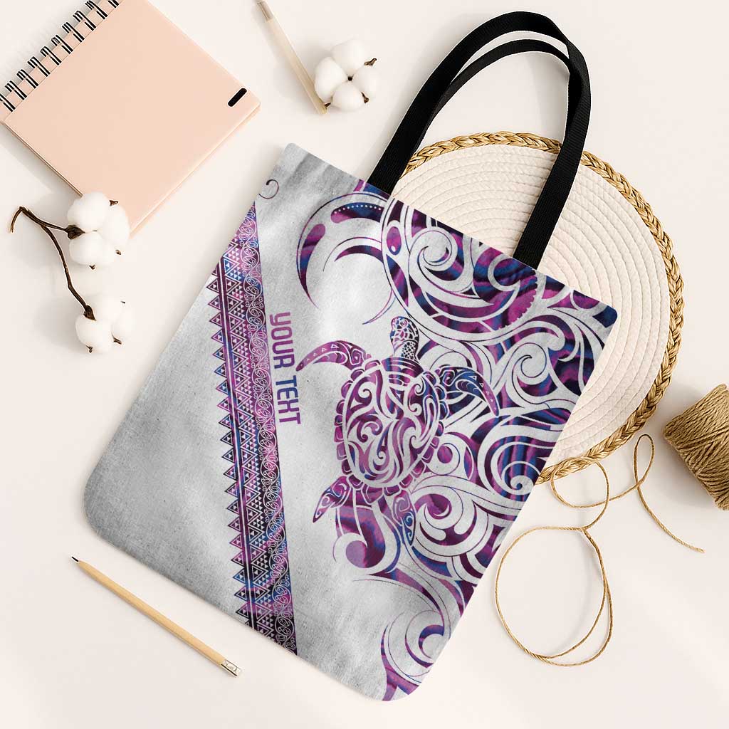 Mawhero Paua shell Kowhaiwhai Taniko Personalised Tote Bag Turtle Tattoo Maori Tribal Style