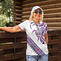 Mawhero Paua shell Kowhaiwhai Taniko Personalised Women Polo Shirt Turtle Tattoo Maori Tribal Style