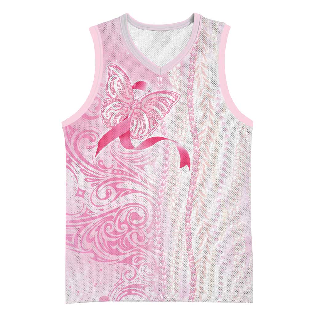 Breast Cancer Awareness Basketball Jersey Maile Pikake Lokelani Crown Flower Lei Inspired