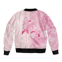 Breast Cancer Awareness Bomber Jacket Maile Pikake Lokelani Crown Flower Lei Inspired LT9 - Polynesian Pride