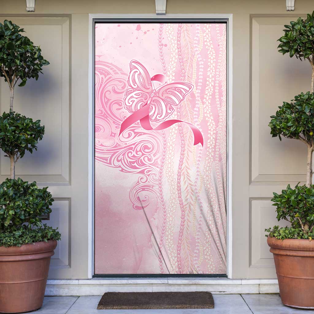 Breast Cancer Awareness Door Cover Maile Pikake Lokelani Crown Flower Lei Inspired