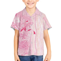Breast Cancer Awareness Family Matching Off Shoulder Maxi Dress and Hawaiian Shirt Maile Pikake Lokelani Crown Flower Lei Inspired