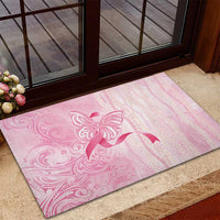Breast Cancer Awareness Rubber Doormat Maile Pikake Lokelani Crown Flower Lei Inspired LT9 - Polynesian Pride