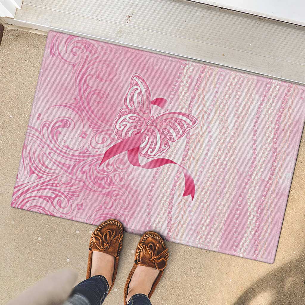 Breast Cancer Awareness Rubber Doormat Maile Pikake Lokelani Crown Flower Lei Inspired LT9 - Polynesian Pride