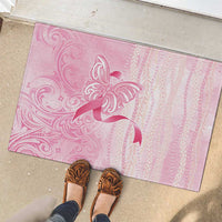Breast Cancer Awareness Rubber Doormat Maile Pikake Lokelani Crown Flower Lei Inspired LT9 - Polynesian Pride