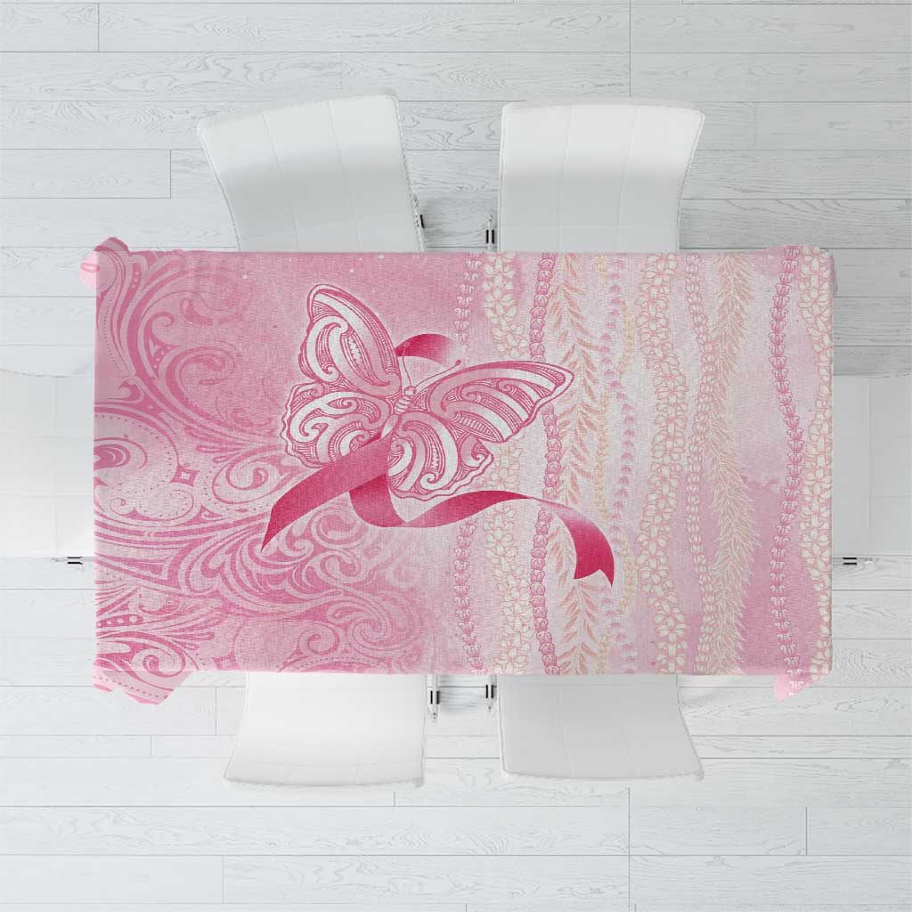 Breast Cancer Awareness Tablecloth Maile Pikake Lokelani Crown Flower Lei Inspired