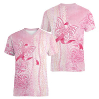 Breast Cancer Awareness Women V-Neck T-Shirt Maile Pikake Lokelani Crown Flower Lei Inspired