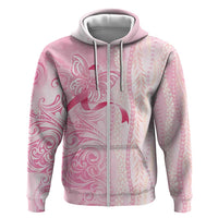 Breast Cancer Awareness Zip Hoodie Maile Pikake Lokelani Crown Flower Lei Inspired LT9 Zip Hoodie Pink - Polynesian Pride
