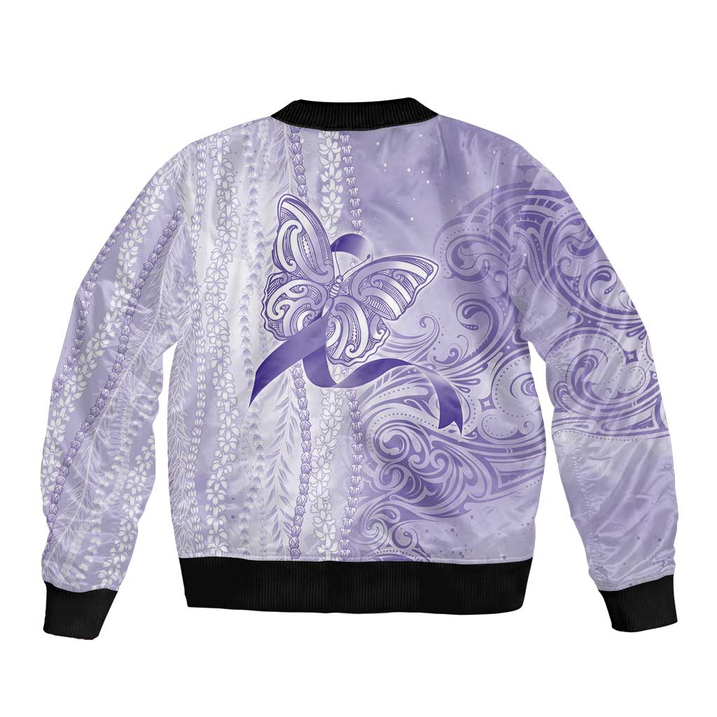 Epilepsy Awareness Bomber Jacket Maile Pikake Lokelani Crown Flower Lei Inspired LT9 - Polynesian Pride