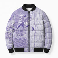 Epilepsy Awareness Bomber Puffer Jacket Maile Pikake Lokelani Crown Flower Lei Inspired