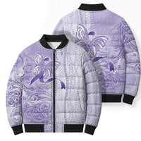 Epilepsy Awareness Bomber Puffer Jacket Maile Pikake Lokelani Crown Flower Lei Inspired