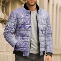 Epilepsy Awareness Bomber Puffer Jacket Maile Pikake Lokelani Crown Flower Lei Inspired