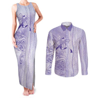 Epilepsy Awareness Couples Matching Tank Maxi Dress and Long Sleeve Button Shirt Maile Pikake Lokelani Crown Flower Lei Inspired
