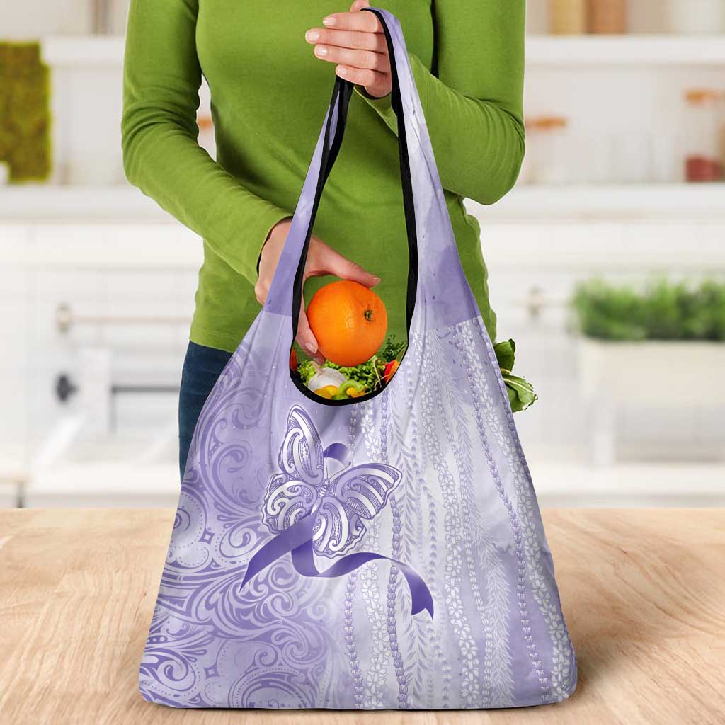 Epilepsy Awareness Grocery Bag Maile Pikake Lokelani Crown Flower Lei Inspired