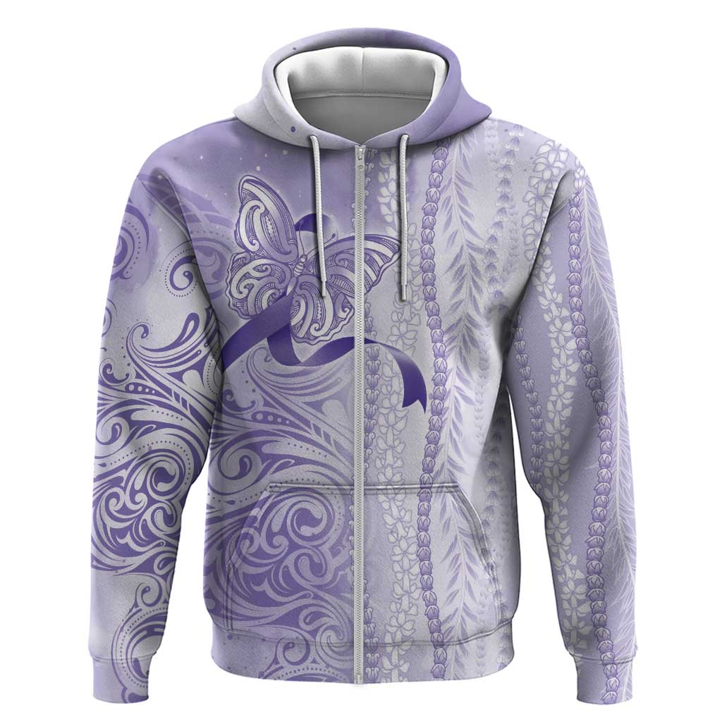 Epilepsy Awareness Hoodie Maile Pikake Lokelani Crown Flower Lei Inspired LT9 Zip Hoodie Purple - Polynesian Pride