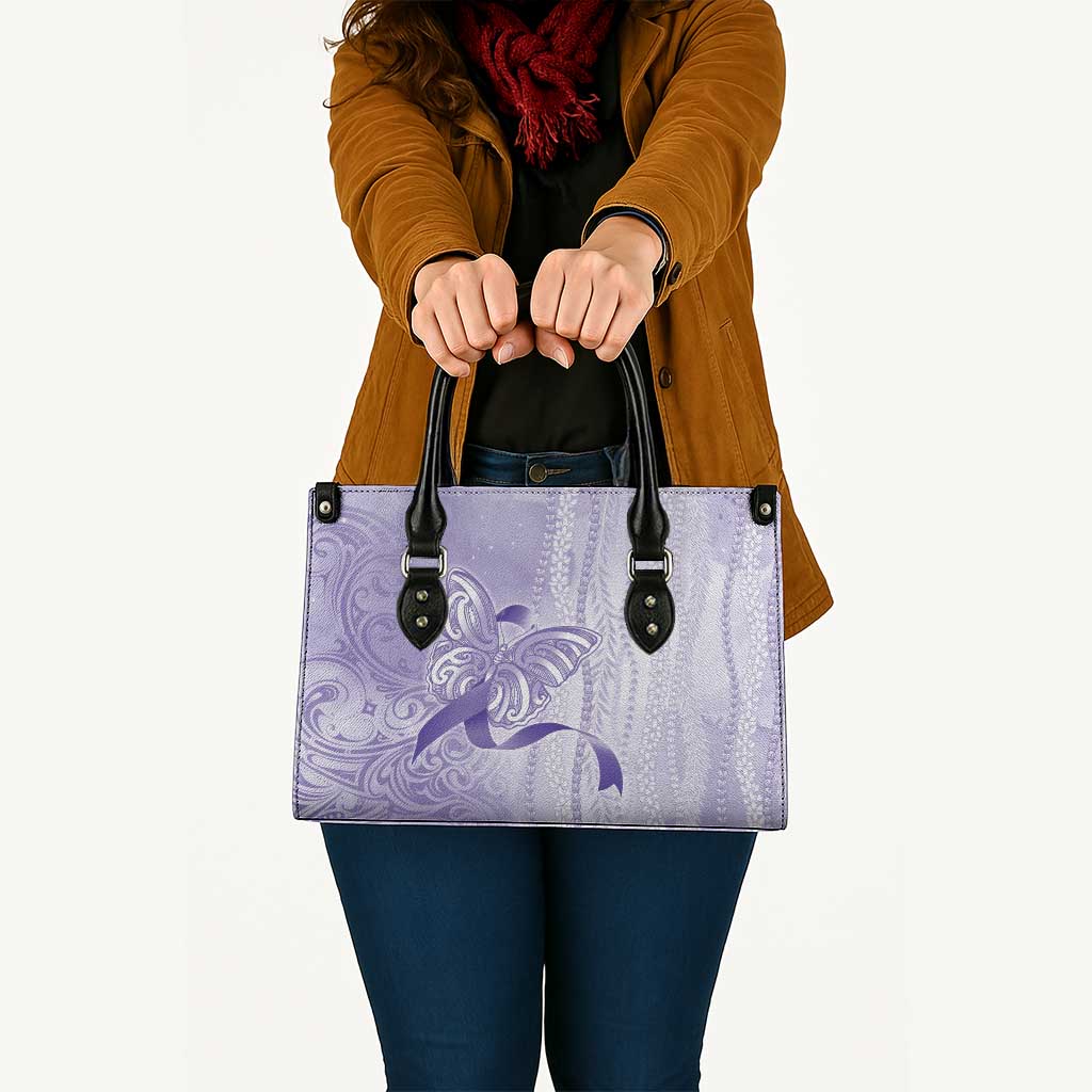 Epilepsy Awareness Leather Bag Maile Pikake Lokelani Crown Flower Lei Inspired