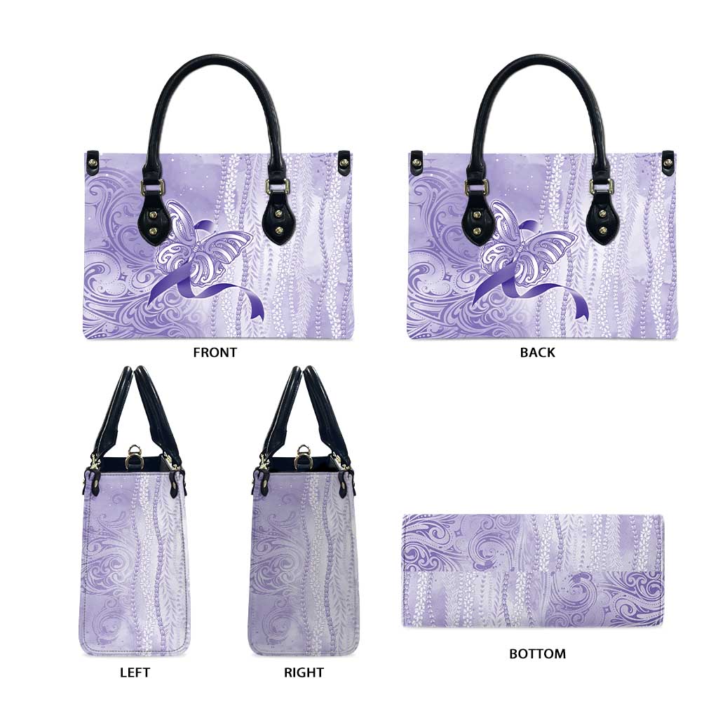 Epilepsy Awareness Leather Bag Maile Pikake Lokelani Crown Flower Lei Inspired
