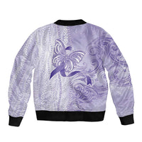 Epilepsy Awareness Sleeve Zip Bomber Jacket Maile Pikake Lokelani Crown Flower Lei Inspired LT9 - Polynesian Pride