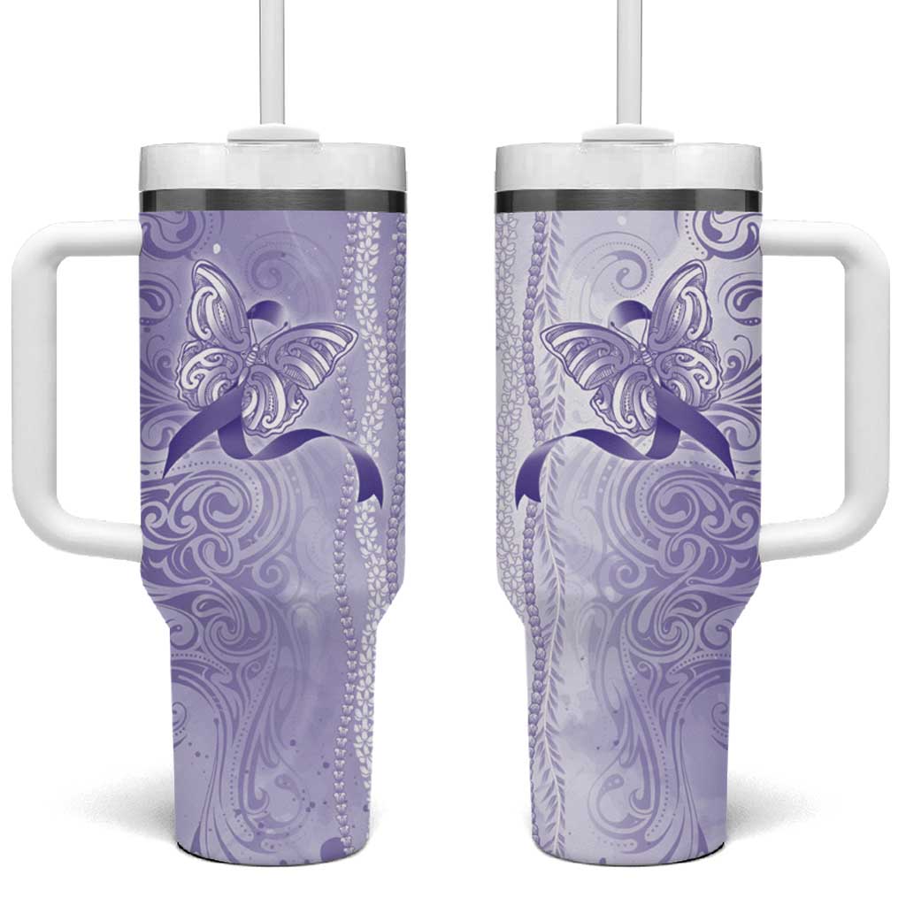Epilepsy Awareness Tumbler With Handle Maile Pikake Lokelani Crown Flower Lei Inspired LT9 One Size: 40 oz Purple - Polynesian Pride