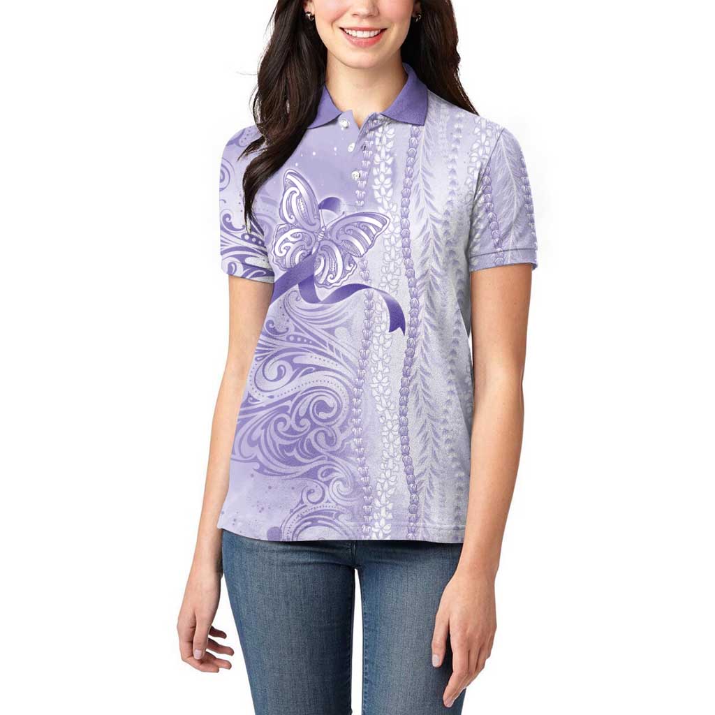 Epilepsy Awareness Women Polo Shirt Maile Pikake Lokelani Crown Flower Lei Inspired