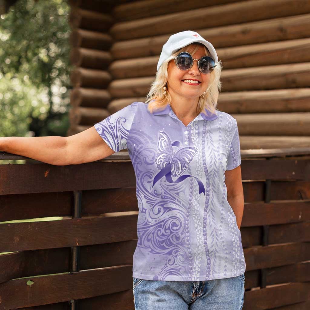 Epilepsy Awareness Women Polo Shirt Maile Pikake Lokelani Crown Flower Lei Inspired