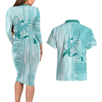 PTSD Awareness Couples Matching Long Sleeve Bodycon Dress and Hawaiian Shirt Maile Pikake Lokelani Crown Flower Lei Inspired