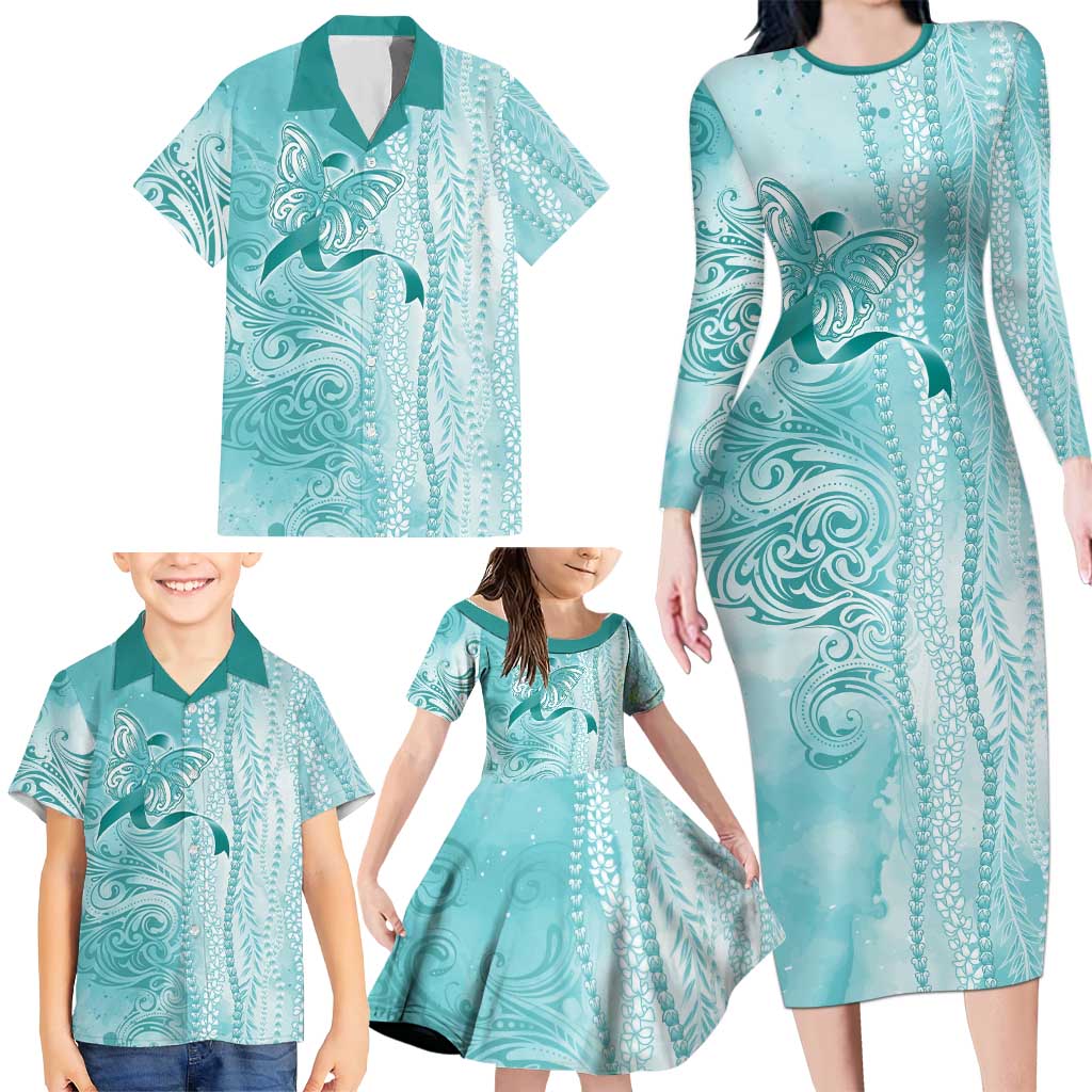 PTSD Awareness Family Matching Long Sleeve Bodycon Dress and Hawaiian Shirt Maile Pikake Lokelani Crown Flower Lei Inspired LT9 - Polynesian Pride
