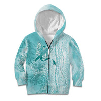 PTSD Awareness Kid Hoodie Maile Pikake Lokelani Crown Flower Lei Inspired LT9 Zip Hoodie Teal - Polynesian Pride