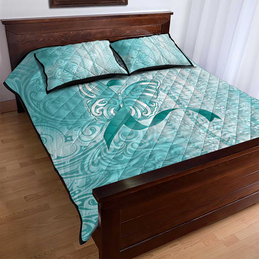 PTSD Awareness Quilt Bed Set Maile Pikake Lokelani Crown Flower Lei Inspired
