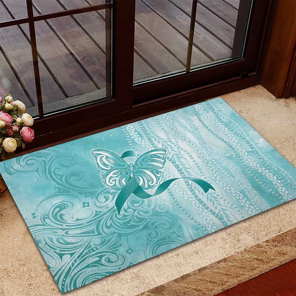 PTSD Awareness Rubber Doormat Maile Pikake Lokelani Crown Flower Lei Inspired