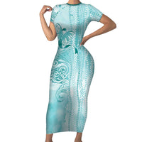 PTSD Awareness Short Sleeve Bodycon Dress Maile Pikake Lokelani Crown Flower Lei Inspired