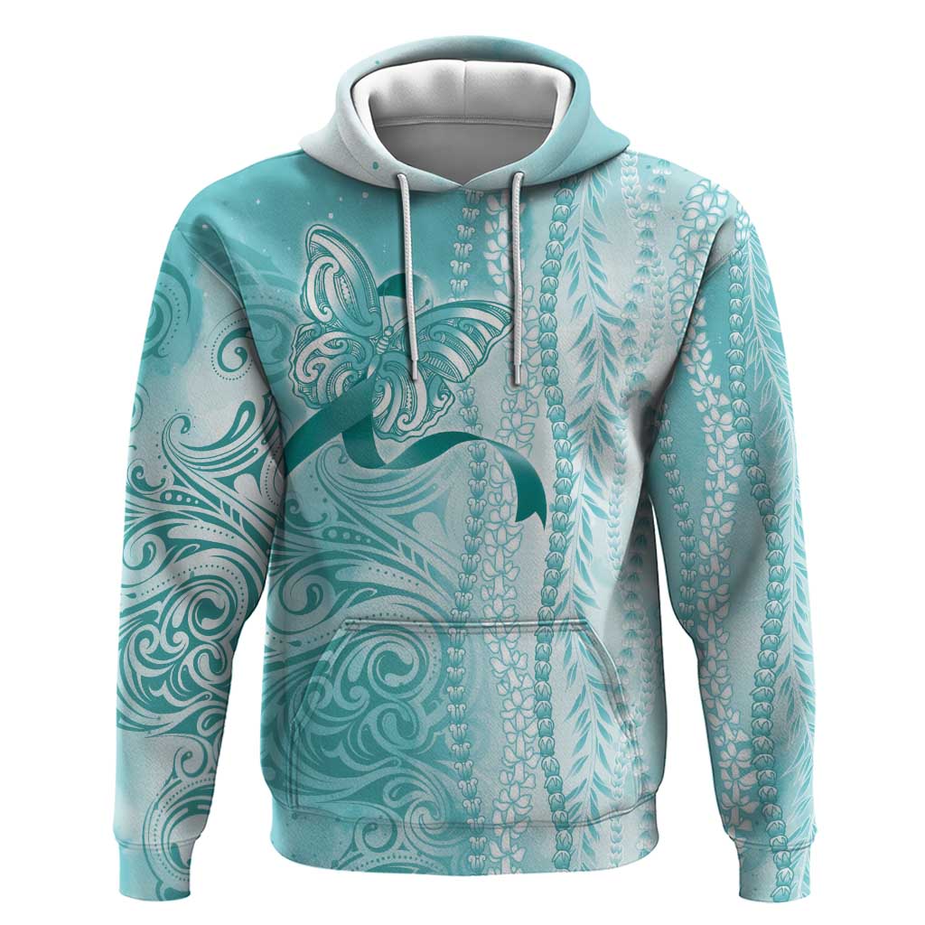 PTSD Awareness Zip Hoodie Maile Pikake Lokelani Crown Flower Lei Inspired LT9 Pullover Hoodie Teal - Polynesian Pride