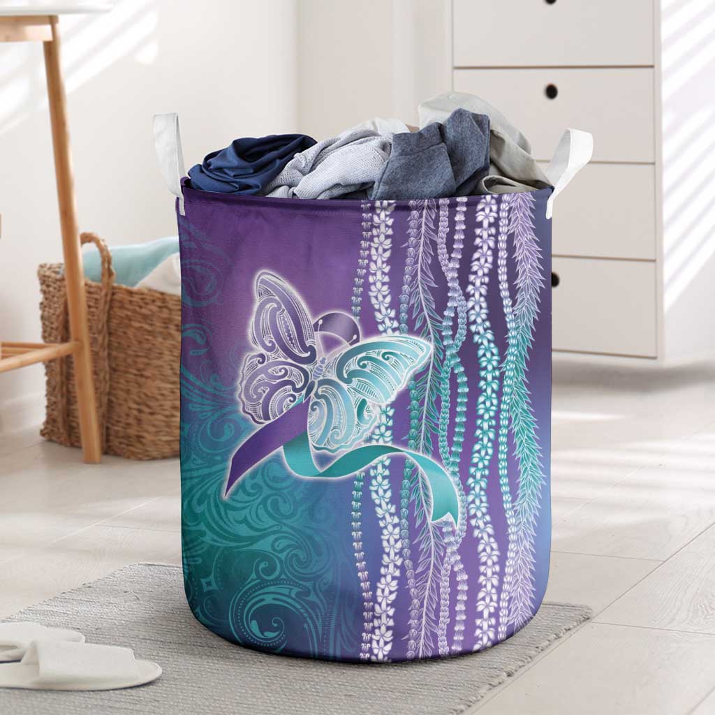 Suicide Prevention Awareness Laundry Basket Maile Pikake Lokelani Crown Flower Lei Inspired