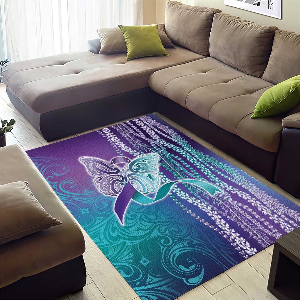 Suicide Prevention Awareness Area Rug Maile Pikake Lokelani Crown Flower Lei Inspired